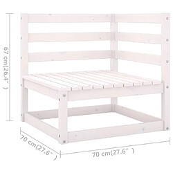 vidaXL Canapé à 3 places de jardin Blanc Bois de pin solide pas cher