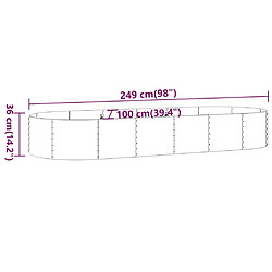 vidaXL Lit surélevé de jardin Acier enduit de poudre 249x100x36cm gris pas cher