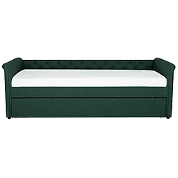 Beliani Lit gigogne en tissu vert foncé 90 x 200 cm LIBOURNE pas cher