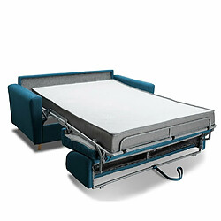 Avis Inside 75 Canapé MEZZANO convertible EXPRESS matelas 16 cm sommier métal 140 cm tissu tweed bleu paon