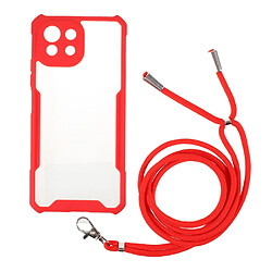 Coque en TPU + acrylique, antichoc ultra claire avec sangle rouge pour votre Xiaomi Mi 11 Lite 4G/5G