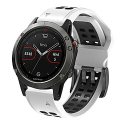 Bracelet en silicone deux rangées de trous, bicolore, attache rapide, 22mm, blanc/noir pour votre Garmin Fenix 7/Epix