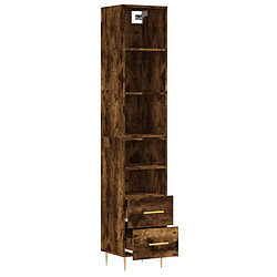 Avis vidaXL Buffet haut Chêne fumé 34,5x34x180 cm Bois d'ingénierie