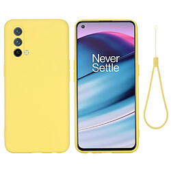 Coque en silicone mince, léger, antichoc avec sangle jaune pour votre OnePlus Nord CE 5G