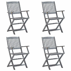 Maison Chic Lot de 4 Chaises pliables d'extérieur avec coussins | chaises de jardin | Fauteuil Relax Bois d'acacia -GKD56996