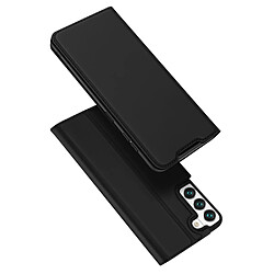 Coque en TPU + PU DUX DUCIS fermeture magnétique, antichoc avec porte-carte noir pour votre Samsung Galaxy S22