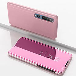 Coque en TPU + PU voir la surface du miroir de la fenêtre avec support or rose pour votre Xiaomi Mi 10/Mi 10 Pro