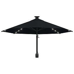 Avis Helloshop26 Parasol mural avec mât métallique et led 300 cm noir 02_0008693