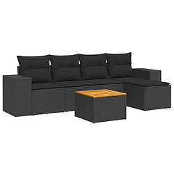 vidaXL Salon de jardin 6 pcs avec coussins noir résine tressée