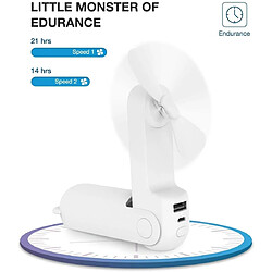 (Blanc) Mini ventilateur de poche ISULIFE ventilateur de poche portable 3 en 1 ventilateur de poche rechargeable USB ventilateur alimenté par batterie [14-21 heures de travail] lampe de poche avec mobile pas cher