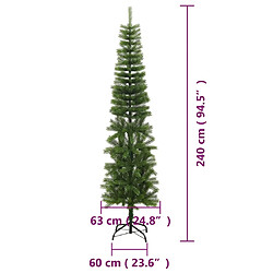 vidaXL Sapin de Noël artificiel mince avec support 240 cm PE pas cher