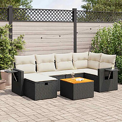 vidaXL Salon de jardin 7 pcs avec coussins noir résine tressée