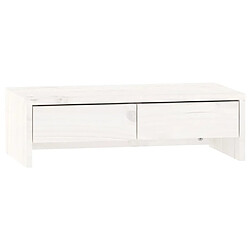 vidaXL Support de moniteur Blanc 50x27x15 cm Bois de pin solide