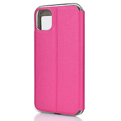 Avis Wewoo Coque Pour iPhone 11 Pro Texture mate Support horizontal téléphone mobile Étui Fenêtre avec identification de l'appelant et bouton en métal Faites coulisser déverrouiller Magenta