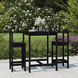 Maison Chic Table de bar et chaises d'extérieur 3 pcs,Ensemble de bar de jardin pour relax noir bois de pin massif -GKD992908