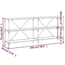 vidaXL Table console chêne fumé 180x30x75 cm bois d'ingénierie et fer pas cher