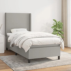 Maison Chic Lit Adulte - Lit simple Lit à sommier tapissier avec matelas moelleux - Meuble de Chambre - Gris clair 100x200cm Tissu -MN43618