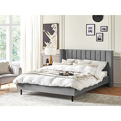 Beliani Lit double en velours gris 180 x 200 cm VILLETTE