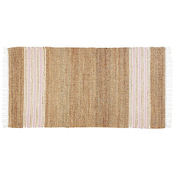 Beliani Tapis en jute 80 x 150 cm beige et rose pastel MIRZA