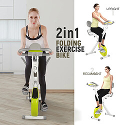 BIGZZIA Vélo d'appartement Pliable - HOME FITNESS CODE - Résistance réglables - Entraînement Gym - Vert