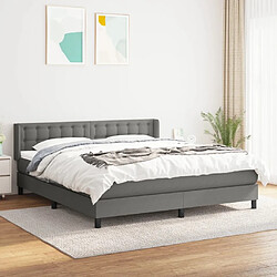 Maison Chic Lit adulte- Lit + matelas,Sommier à lattes de lit avec matelas Gris foncé 180x200cm Tissu -GKD12705