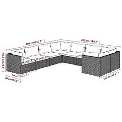 vidaXL Salon de jardin 8 pcs avec coussins Résine tressée Marron pas cher