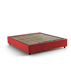 Avis Autrement Talamo Italia Silvia Lit français avec conteneur, Made in Italy, en tissu amovible, 140x190 cm, avec ouverture frontale, Rouge, avec matelas inclus.