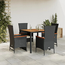 Maison Chic Ensemble à manger d'extérieur 5 pcs avec coussins,Salon de jardin,Mobilier de jardin Noir Résine tressée -GKD238271