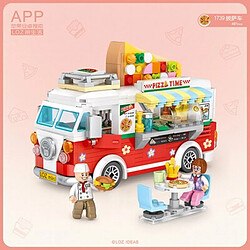 Universal Mini Blocs City Series Street View Truck Fruit/Ice Cream Shop Learning Toys(Rouge)