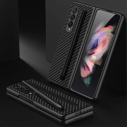 Coque en TPU + PU GKK avec porte-stylo texture en fibre de carbone pour votre Samsung Galaxy Z Fold3 5G