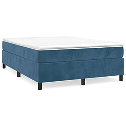 Maison Chic Lit Adulte - Lit simple Lit à sommier tapissier et matelas moelleux - Meuble de Chambre - Bleu foncé 140x190cm Velours -MN90430