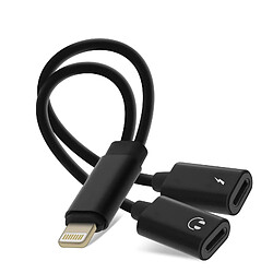 Avizar Adaptateur Audio et Charge Lightning vers 2 Ports Lightning 13cm - Noir