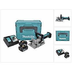 Makita DPJ 180 RTJ Machine à rainurer de batterie 18 V 100 mm + 2x Batteries 5,0 Ah + Chargeur + Makpac