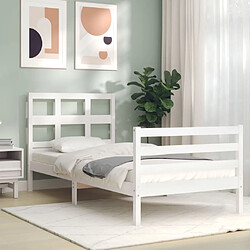 Avis Maison Chic Cadre/structure de lit avec tête de lit pour adulte - Lit Moderne Chambre blanc simple bois massif -MN57183