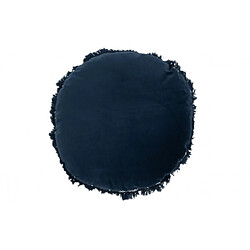 Dansmamaison Coussin Rond Velours Coton/Lin Bleu