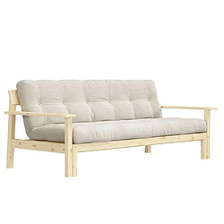 Inside 75 Canapé convertible futon UNWIND pin naturel coloris ivoire 130 x 190 cm.