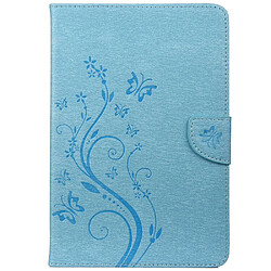 Etui en PU motif de papillons et de fleurs avec support bleu pour votre iPad mini (2021)