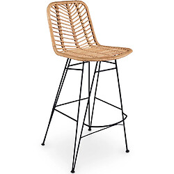 ICONIK INTERIOR Tabouret de bar en rotin - Style Boho Bali - Tray Naturel