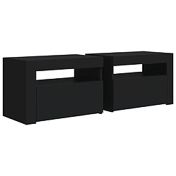 Avis Maison Chic Lot de 2 Tables de chevet,Table de nuit,Table d'appoint pour salon avec LED Noir 60x35x40 cm -MN28018