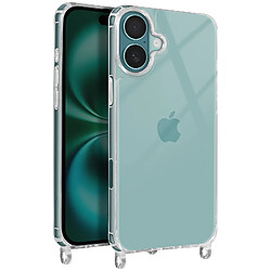 Avizar Coque pour iPhone 16 Silicone Antichoc avec Cordon Tressé Transparent