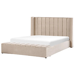 Beliani Lit double en velours beige avec banc coffre 180 x 200 cm NOYERS pas cher