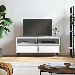 vidaXL Meuble TV blanc 100x34,5x44,5 cm bois d'ingénierie