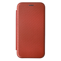 Coque en TPU + PU texture en fibre de carbone avec béquille en anneau et porte-carte orange pour votre Motorola Moto G31/G41