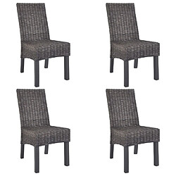 Maison Chic Lot de 4 Chaises à manger,Chaise pour cuisine marron rotin Kubu et bois de manguier -MN27896