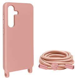 Avizar Coque Cordon Semi-Rigide pour Samsung Galaxy S24 Plus Rose Poudré