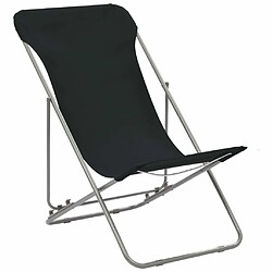 Maison Chic Lot de 2 Chaises de plage pliables | Chaises Relax d'extérieur Acier et tissu oxford Noir -GKD44389