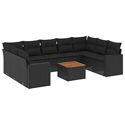 Maison Chic Salon de jardin 10 pcs avec coussins | Ensemble de Table et chaises | Mobilier d'Extérieur noir résine tressée -GKD66728