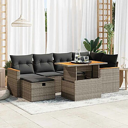 vidaXL Salon de jardin 8 pcs avec coussins gris résine tressée