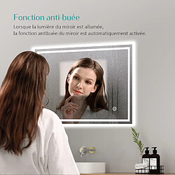 Avis EMKE Miroir lumineux de salle de bain 70x50cm, Miroir de salle de bain avec Interrupteur Tactile, Anti-buée, Dimmable, Miroir LED avec Lumière Blanche Froide