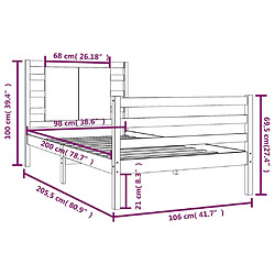 Acheter vidaXL Cadre de lit sans matelas blanc 100x200 cm bois de pin massif